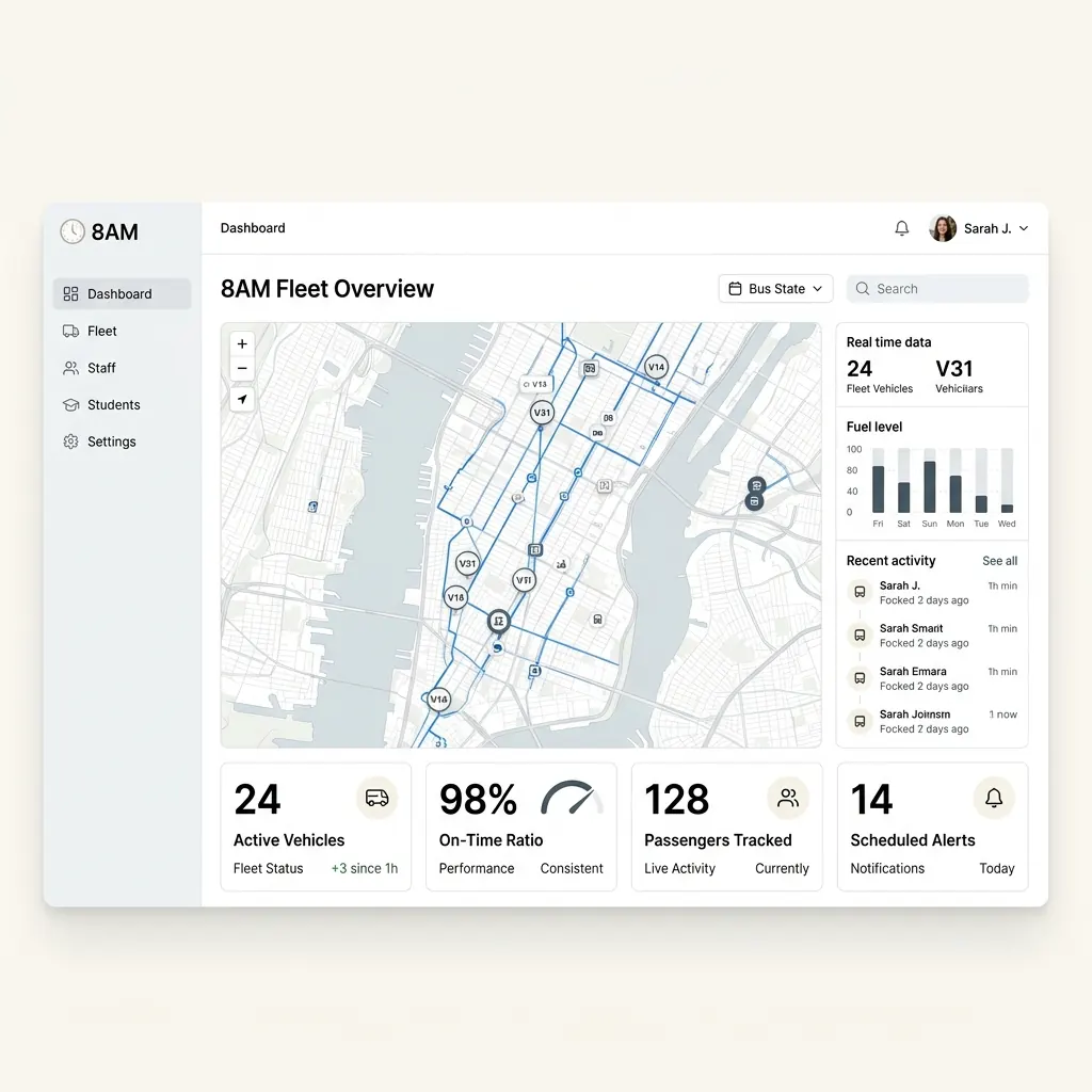 8AM school admin dashboard